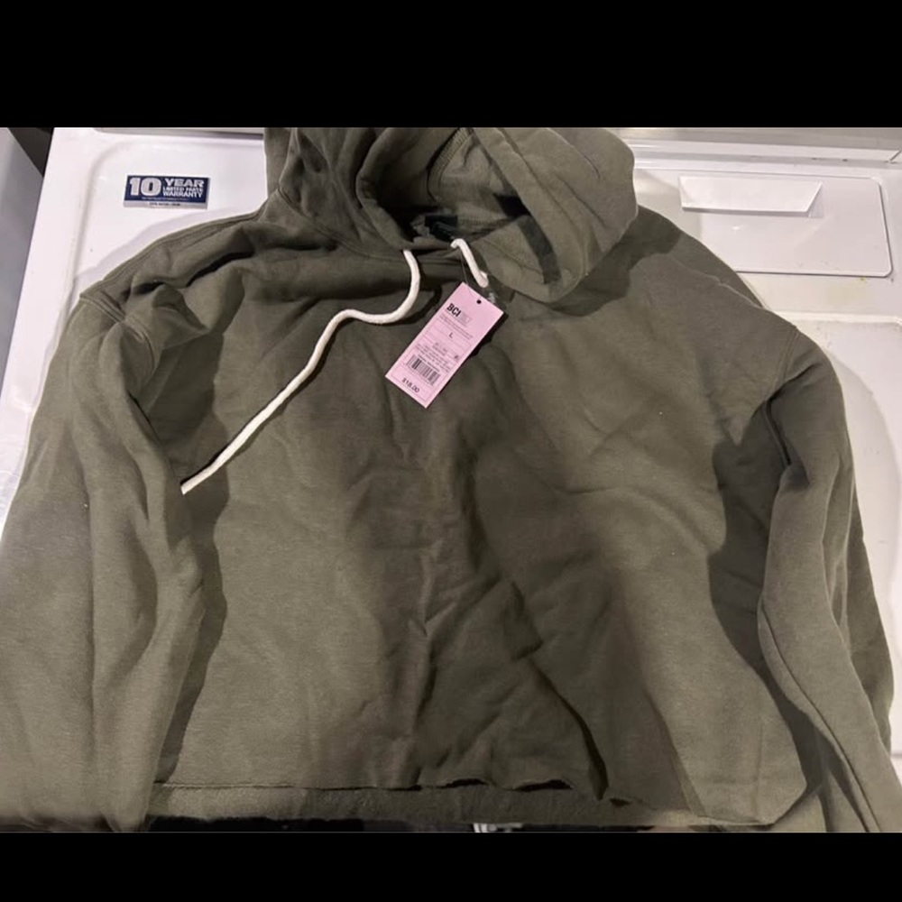 Olive Green Cropped Hoodie